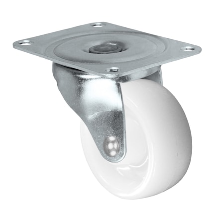 Durastar Caster; 3x1.25 Swvl Fork; 3x1.25 White Nylon Wheel; Plain bore; 3-1/8x 10CS314NY82E-02